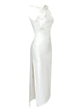 Load image into Gallery viewer, Hecate Cutout Latex Split Maxi Dress In White
