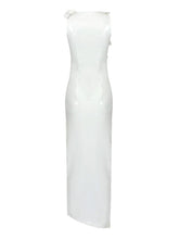 Load image into Gallery viewer, Hecate Cutout Latex Split Maxi Dress In White
