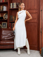 Load image into Gallery viewer, Hecate Cutout Latex Split Maxi Dress In White
