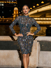Load image into Gallery viewer, Hills Long Sleeve Fringe Rhinestone Mini Dress
