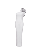 Load image into Gallery viewer, Huck One Shoulder Flower Bandage Dress
