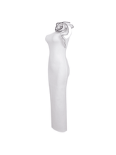 Load image into Gallery viewer, Huck One Shoulder Flower Bandage Dress
