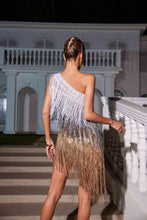 Load image into Gallery viewer, Imre One Shoulder Patchwork Fringe Sequin Dress
