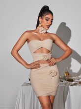 Load image into Gallery viewer, Inara Strapless Flower Cutout Mesh Dress
