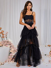 Load image into Gallery viewer, Inaya Mesh Maxi Dress In Black
