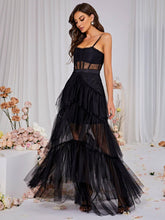Load image into Gallery viewer, Inaya Mesh Maxi Dress In Black

