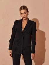 Load image into Gallery viewer, Indiana Floral Embellished Blazer Set In Black
