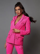 Load image into Gallery viewer, Indiana Floral Embellished Blazer Set In Hot Pink
