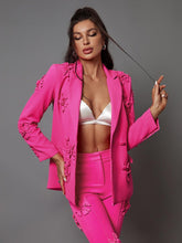 Load image into Gallery viewer, Indiana Floral Embellished Blazer Set In Hot Pink
