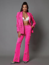 Load image into Gallery viewer, Indiana Floral Embellished Blazer Set In Hot Pink
