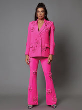 Load image into Gallery viewer, Indiana Floral Embellished Blazer Set In Hot Pink
