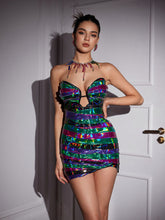 Load image into Gallery viewer, Indira Cutout Glossy Mini Dress
