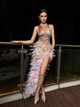 Load image into Gallery viewer, Inina Pearl Feather Asymmetric Dress
