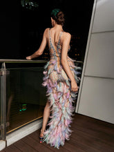 Load image into Gallery viewer, Inina Pearl Feather Asymmetric Dress
