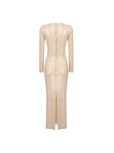 Load image into Gallery viewer, Isak Long Sleeve Flower Cutout Sequin Dress In Apricot
