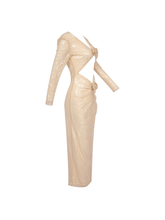 Load image into Gallery viewer, Isak Long Sleeve Flower Cutout Sequin Dress In Apricot
