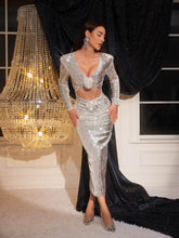 Load image into Gallery viewer, Isak Long Sleeve Flower Cutout Sequin Dress

