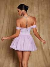 Load image into Gallery viewer, Isidore Off Shoulder Mesh Mini Dress
