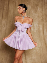 Load image into Gallery viewer, Isidore Off Shoulder Mesh Mini Dress
