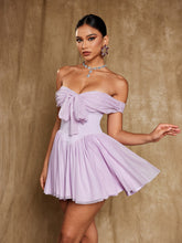 Load image into Gallery viewer, Isidore Off Shoulder Mesh Mini Dress
