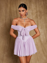 Load image into Gallery viewer, Isidore Off Shoulder Mesh Mini Dress
