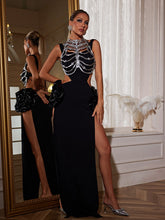 Load image into Gallery viewer, Swann Flower Cutout Split Maxi Dress
