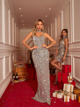 Load image into Gallery viewer, Jahmir Spaghetti Sequin Maxi Dress With Choker
