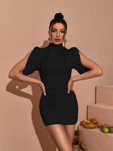 Load image into Gallery viewer, Jessamy Ruched Mini Dress In Black
