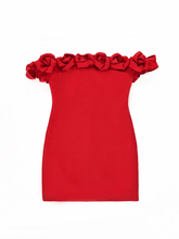 Load image into Gallery viewer, Jester Off Shoulder Flower Bandage Dress
