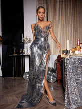 Load image into Gallery viewer, Jimmie Metal Feather Dress In Silver
