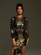 Load image into Gallery viewer, Josef Long Sleeve Sequin Printed Mini Dress

