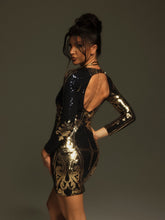 Load image into Gallery viewer, Josef Long Sleeve Sequin Printed Mini Dress
