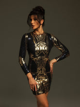 Load image into Gallery viewer, Josef Long Sleeve Sequin Printed Mini Dress
