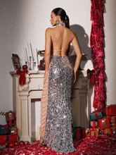 Load image into Gallery viewer, Jullie Halterneck Embellished Sequin Maxi Dress
