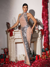 Load image into Gallery viewer, Jullie Halterneck Embellished Sequin Maxi Dress
