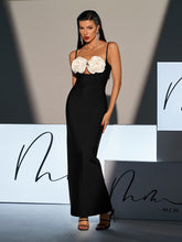 Load image into Gallery viewer, Juna Spaghetti Flower Hollow Bandage Dress
