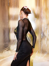 Load image into Gallery viewer, Juni Crystal Cutout Mermaid Mesh Maxi Dress

