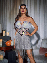 Load image into Gallery viewer, Kamdyn Strapless Crystal Fringe Sequin Dress
