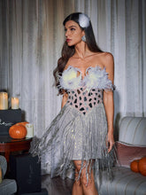 Load image into Gallery viewer, Kamdyn Strapless Crystal Fringe Sequin Dress
