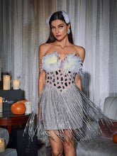 Load image into Gallery viewer, Kamdyn Strapless Crystal Fringe Sequin Dress
