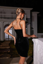 Load image into Gallery viewer, Kapila Rhinestone Velvet Mini Dress
