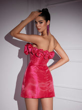 Load image into Gallery viewer, Katelynn Strapless Flower Mini Dress
