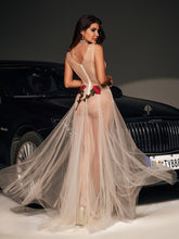 Load image into Gallery viewer, Kateri V Neck Flower Embroidered Mesh Dress
