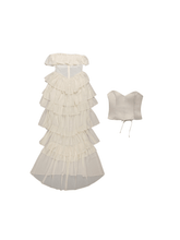 Load image into Gallery viewer, Katrina Strapless Ruched Mesh Maxi Dress
