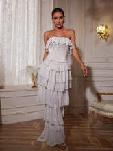 Load image into Gallery viewer, Katrina Strapless Ruched Mesh Maxi Dress
