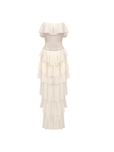 Load image into Gallery viewer, Katrina Strapless Ruched Mesh Maxi Dress
