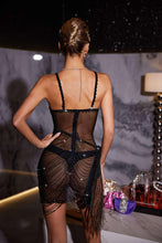Load image into Gallery viewer, Keanu Embellished Crystal Chain Dress In Black
