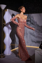 Load image into Gallery viewer, Kieran Rhinestone Mesh Maxi Dress

