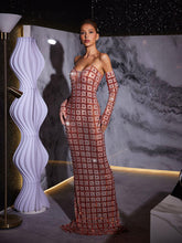 Load image into Gallery viewer, Kieran Rhinestone Mesh Maxi Dress
