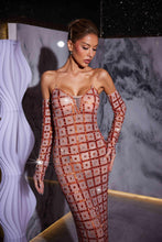 Load image into Gallery viewer, Kieran Rhinestone Mesh Maxi Dress
